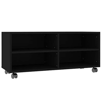 Abbildung von vidaXL TV Schrank mit Rollen Lowboard Fernsehtisch Möbel Board Tisch Fernsehschrank Sideboard HiFi Schwarz 90x35x35cm Holzwerkstoff