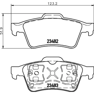 Abbildung von HELLA 8DB 355 009 121 Bremsbelagsatz nicht für Verschleißwarnanzeiger vorbereitet RENAULT: ESPACE 4, MEGANE 2, LAGUNA 2 Grandtour