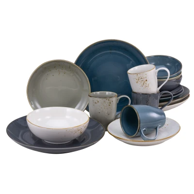 Abbildung von CreaTable Kombiservice &quot;Geschirr Set NATURE COLLECTION Nordic Style&quot;, (Set, 16 tlg., Kaffeeservice und Tafelservice im Set, für 4 Personen), Service, handwerklicher Look, Teile, Personen