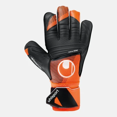 Abbildung von uhlsport Soft Resist+ Fußball Torwarthandschuhe Handschuhe für Torhüter speziell Kunstrasen und Hartböden, 8, fluo orange/schwarz/weiß