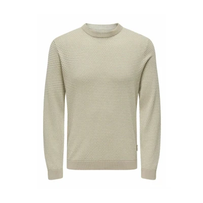 Abbildung von Only &amp; Sons Legerer Gepunkteter Longsleeve Strickpullover, Herren, Größe: XL, Silver lining