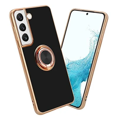 Abbildung von Cadorabo Hülle kompatibel mit Samsung Galaxy S21 Plus Schutzhülle TPU Silikon Case Ring Design Kameraschutz Slim Kratzfest Gummi Rundumschutz für in Schwarz