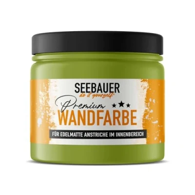 Abbildung von SEEBAUER diy Wandfarbe Grün 300ML für Innen (No. 726 Wild Jungle) Edelmatte grüne Innenfarbe Grüntöne sehr hohe Deckkraft Matt, Abwaschbar und Tropffrei