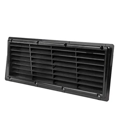 Abbildung von Lüftungsgitter weiß oder schwarz für Camping Kühlschrank 37.5x15cm Fliegengaze abgeschrägt (1x schwarz)
