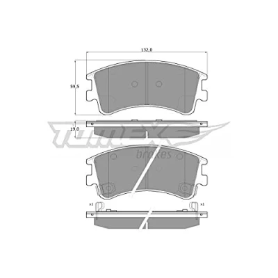 Abbildung von TOMEX brakes TX 13 03 Bremsbelagsatz Vorderachse mit akustischer Verschleißwarnung MAZDA: 6 Limousine, Station Wagon, Hatchback
