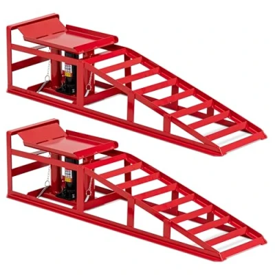 Abbildung von MSW 2 Auffahrrampen hydraulisch bis 2000 kg 235 325 mm Höhe 265 Reifenbreite PKW Auffahrrampe höhenverstellbar