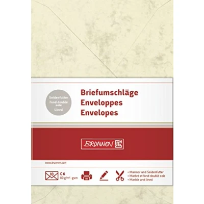 Abbildung von 5 x Brunnen Briefumschläge Marmor C6 Seidenfutter 80g/qm chamois VE=10