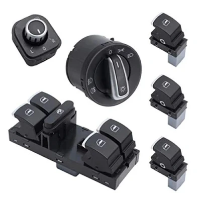 Abbildung von HZTWFC Fensterspiegel Scheinwerferschalter Neu OEM # 5ND959565B 5ND959857 5ND959855 5ND941431A für VW Jetta Golf 5 6 GTI Tiguan Passat B6 CC