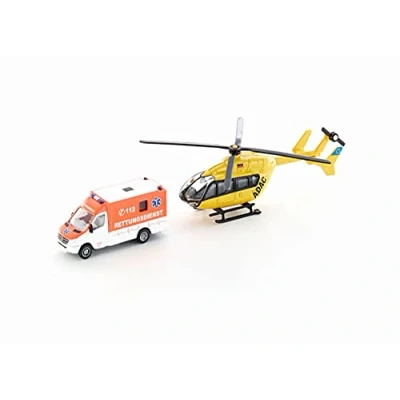 Abbildung von siku 1850, Rettungsdienst Set, 1:87, Metall/Kunststoff, Multicolor, Bereifung aus Gummi, Drehbare Rotoren