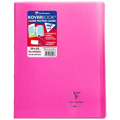 Abbildung von Clairefontaine 981408C Packung mit 10 Heften Koverbook DIN A4+, 24x32cm, 48 Blatt Französische Lineatur, 90g, Einband PP, Rosa, 1 Pack