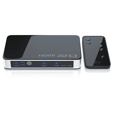Abbildung von CSL HDMI Switch 4k 60Hz 3 in 1 out Ultra HD mit Fernbedieung automatische Umschaltung Port Verteiler Umschalter 4096x2160 kompatibel Fire TV Stick UHD PS4 PS5 Xbox DVD