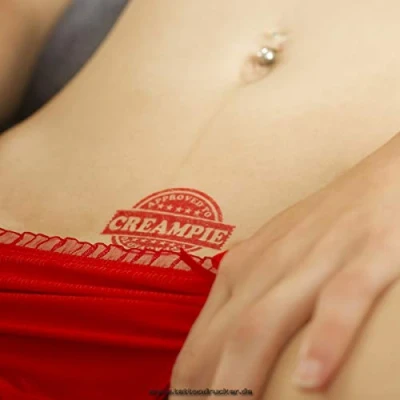 Abbildung von 5 x Approved to Creampie Stempel Abzeichen in rot Sexy Kinky Fetisch Tattoo (5)