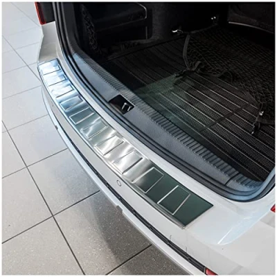 Abbildung von tuning art BL909 Ladekantenschutz mit Abkantung passend für Skoda Octavia 3 Kombi 2013 2017, Farbe:Silber