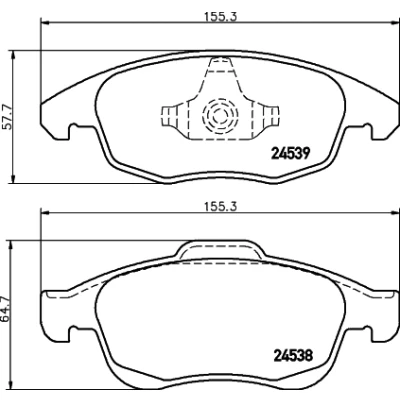 Abbildung von HELLA 8DB 355 013 341 Bremsbelagsatz nicht für Verschleißwarnanzeiger vorbereitet CITROËN: C4 II Schrägheck, Picasso 1, Berlingo