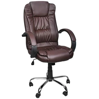 Abbildung von MALATEC Bequeme Bürostuhl Chefsessel Drehstuhl Ergonomischer Schreibtischstuhl mit Kunstlederbezug Schwarz/Weiß/Braun 8983, Farbe:Braun Brown