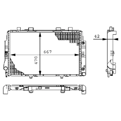 Abbildung von MAHLE ORIGINAL CR 247 000S Kühler, Motorkühlung für Fahrzeuge mit/ohne Klimaanlage 667 470 42 Kühlrippen gelötet MERCEDES BENZ: S Klasse Limousine