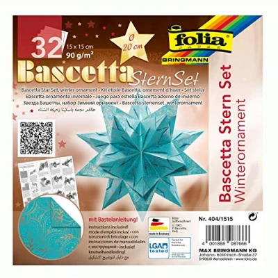 Abbildung von folia Bastelkartonpapier Faltblätter Bascetta Stern, türkis / bedruckt