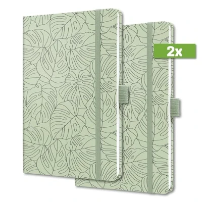 Abbildung von SIGEL J4353/2 Wochenkalender Jolie 2024, Green Monstera, ca. A5, Hardcover, Gummiband, Stiftschlaufe, Einstecktasche, 174 Seiten, aus nachhaltigem Papier, Terminplaner, 2 Stück