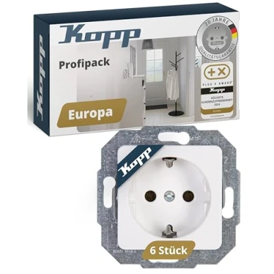 Abbildung von Kopp Unterputz Steckdose, Profi Pack á 6 Schuko UP Europa Arktis Weiß