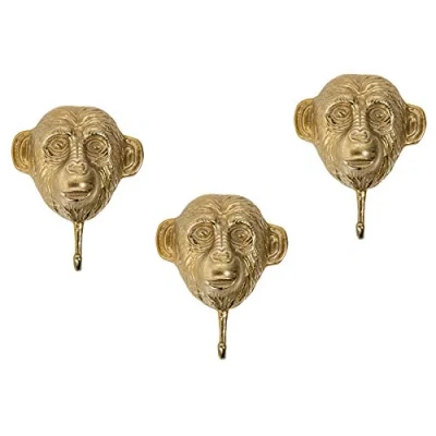 Abbildung von riess ambiente Wandgarderobe THREE APES 25cm gold (3 St), Metall · Affen Kopf Urban Jungle Kleiderhaken Wanddekoration