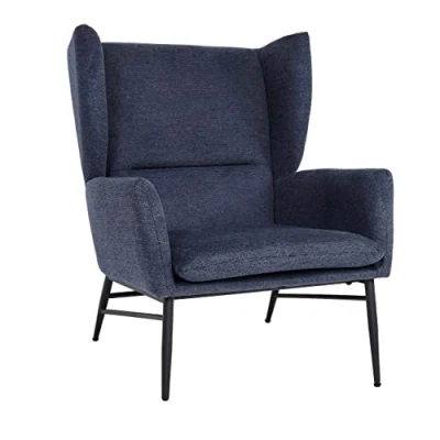 Abbildung von Lounge Sessel HWC L62, Ohrensessel Cocktailsessel Polstersessel, Stoff/Textil Metall blau