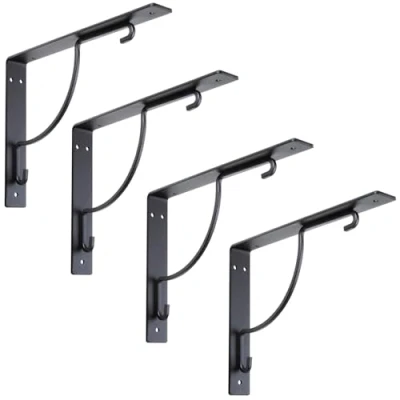 Abbildung von SO TECH® Wandregalhalter Regalkonsole BLACKLINE III 24 x 18,1 3 cm schwarz, Spar Set 4 tlg., Tragkraft bis zu 30 kg / Paar