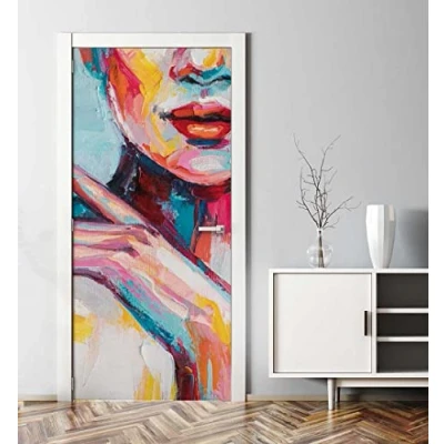 Abbildung von MyMaxxi Tür bekleben mit Türtapete Selbstklebend 90x200 Frauen Gemälde verschönern Türfolie Türaufkleber XXL Aufkleber Folie Türposter Türklebefolie Straßenkunst Malerei Mehrfarbig