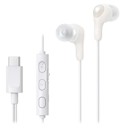 Abbildung von JVC HA FR9UC W USB Typ C kabelgebundener Kopfhörer mit kraftvollem und kristallklarem Klang, praktischem Mikrofon 3 Tasten Fernbedienung in äußerst kompakter Bauform (Weiß)