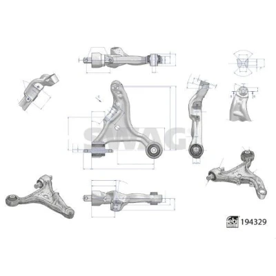 Abbildung von SWAG 33 11 1583 Querlenker mit Lagern Vorderachse, links Aluminium VOLVO: V70 2, S60 I