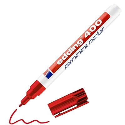 Abbildung von edding 400 Permanentmarker rot 1 Stift feine Rundspitze mm wasserfest, schnell trocknend wischfest für Karton, Kunststoff, Holz, Metall, Glas