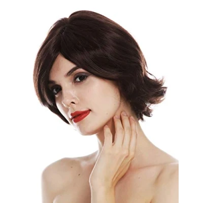 Abbildung von WIG ME UP TYM 464 MT 32 Perücke Damenperücke Monofilament kurz Bob gewellte Spitzen Scheitel Mahagoni Braun