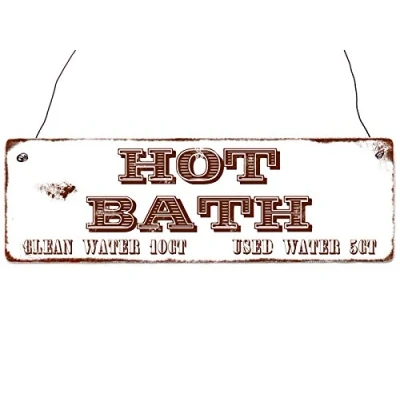 Abbildung von Interluxe Shabby Vintage Holzschild HOT Bath Eingang Bad WC Toilette Tür Schild Western Style