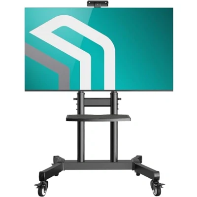 Abbildung von ONKRON Mobiler TV Ständer rollbar für 50 90 Zoll TVs bis zu kg Fernsehständer mit Rollen max 800x600 VESA Standfuß höhenverstellbar &amp; neigbar Rollwagen Fernseher Schwarz TS1891 B