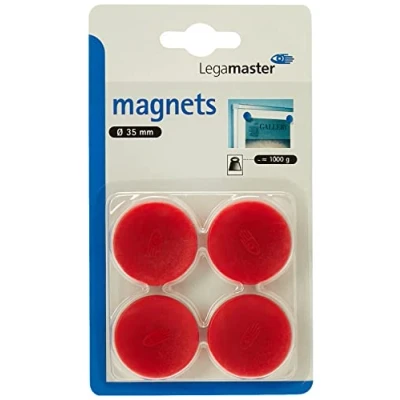 Abbildung von Legamaster Haftmagnete C und Blister, Circa 1000 g, 35 mm, rot