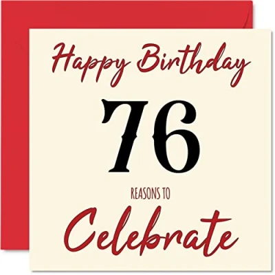 Abbildung von Lustige Geburtstagskarte zum 76. Geburtstag für Männer und Frau Gründe zu Happy Birthday Karte Papa Mama Großvater Opa Oma Onkel Tante, 145 mm x Grußkarten,