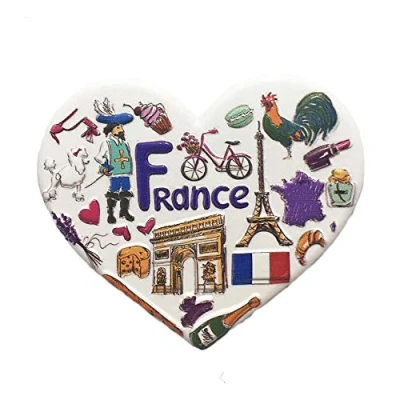Abbildung von 3D Frankreich Kühlschrankmagnet in Herzform, Touristen Souvenirs, Kunstharz, magnetische Aufkleber, Kühlschrankmagnet, Dekoration für Zuhause und Küche, aus China (Frankreich)