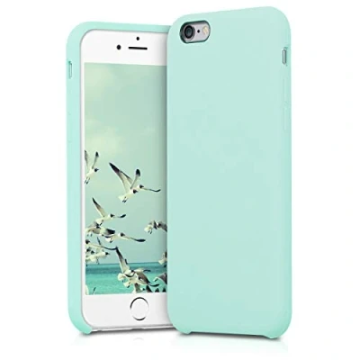Abbildung von kwmobile Hülle kompatibel mit Apple iPhone 6 / 6S Silikon Handy Case Handyhülle weiche Oberfläche kabelloses Laden Mintgrün matt