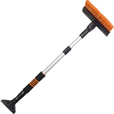 Abbildung von PETEX 4621 Schneebesen Eiskratzer mit Gummilippe 90 schwenkbar Teleskopstange Länge 58 86 cm, orange