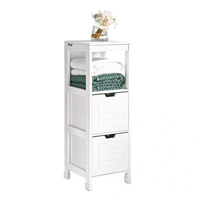 Abbildung von SoBuy FRG127 W Badkommode Badschrank mit Fußpolster Kommode Badezimmer Badmöbel weiß