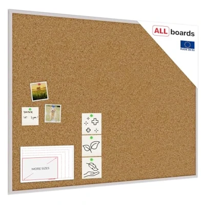 Abbildung von ALLboards Pinnwand mit Silbernem Holz Rahmen 120x90cm Korktafel Korkwand Kork