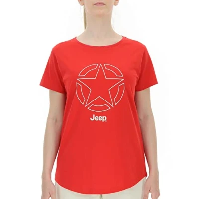 Abbildung von JEEP O102258 R625 J Damen T Shirt Star Outline Druck J21W Flame Red/Birch W. L