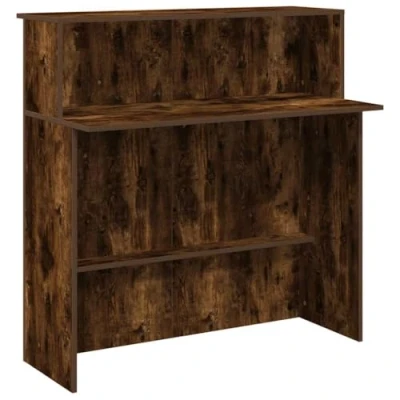 Abbildung von vidaXL Empfangstheke Räuchereiche 100x50x103,5 cm Holzwerkstoff, Empfangstresen, Salon Empfangstheke, Kassentheke, Empfangstisch, Büro