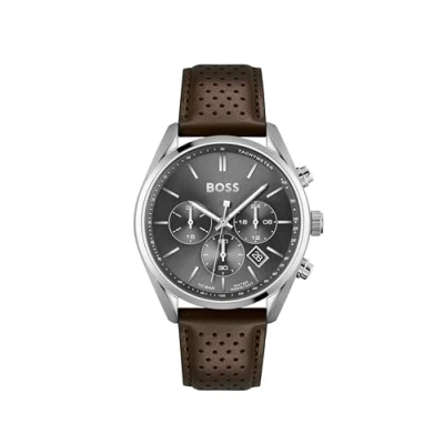 Abbildung von BOSS Chronograph Quarz Uhr für Herren mit Braunes Lederarmband 1513815