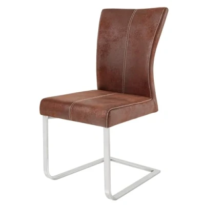 Abbildung von riess ambiente Freischwinger SAMSON dark coffee / silber (Einzelartikel, 1 St), Esszimmer · Microfaser Edelstahl Industrial Design