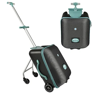 Abbildung von BÉABA &amp; Micro Mobility, 2 in 1 Kabinenkoffer mit Sitz für Kinder, ab 4 Jahren, erweiterbar, große Öffnung, Kapazität 22 l, mehrere Fächer, praktisch und handlich, Luggage Eazy blau
