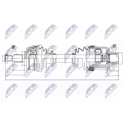 Abbildung von NTY NPW RE 054 Antriebswelle Vorderachse, Vorderachse rechts Schaltgetriebe, Automatikgetriebe, Schaltgetriebe 6 Gang DACIA: Duster II, SUV