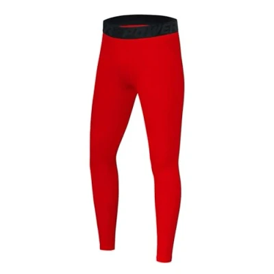 Abbildung von PowerLayer Herren Leggings, Kompressionshose, Sporthose, Lang Rot, XL