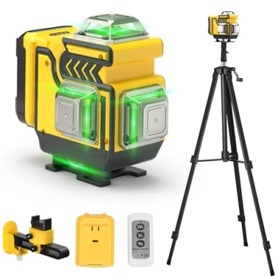 Abbildung von cjumel Kreuzlinienlaser Mit Stativ, 4D 16 Linienlaser Grün Kreuzlaser 4x360 Laser Wasserwaage Selbstnivellierend für Innenbereich Baustelle 1.6M 5400mAh Batterien, Fernbedienung