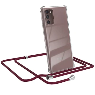 Abbildung von EAZY CASE Handykette kompatibel mit Samsung Galaxy Note 20 / 5G Handyhülle Umhängeband, Handykordel Schutzhülle, Silikonhülle, Hülle Band, Stylische Kette, Burgunder Rot