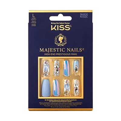 Abbildung von KISS Majestic High End Maniküre Set, My Jewelry, lange Länge Coffin, Premium Kunstnägel, Minifeile, Vorbereitungspad und 30 Kunstnägel